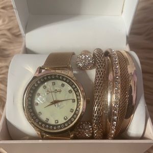 Rose Gold Watch and Bracelet Set